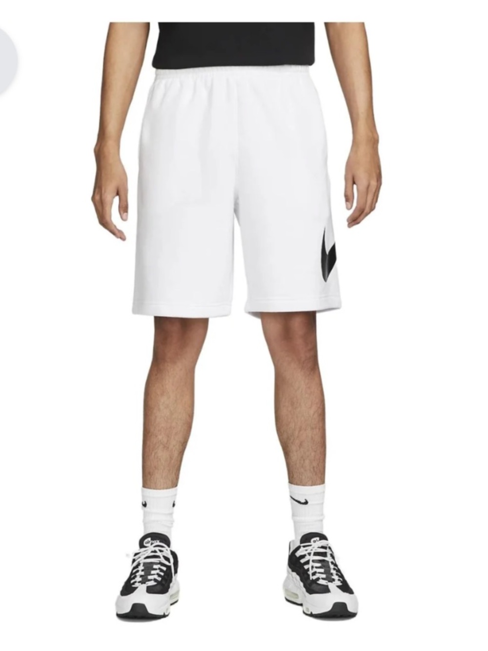 Nike White Athletic Shorts with Black Swoosh